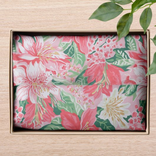 カラフル名門私立校風のモダン冬の花クリスマス 薄葉紙