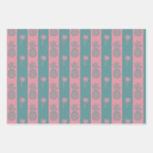 カラフル名門私立校風のモダン熱帯ピンクパーム ラッピングペーパーシート (正面3)