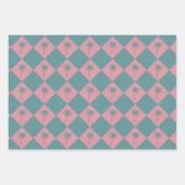 カラフル名門私立校風のモダン熱帯ピンクパーム ラッピングペーパーシート (正面)