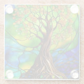 カラフル命の木ステンドグラスII ガラスコースター (裏面)