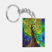 カラフル命の木ステンドグラスII キーホルダー (正面左)