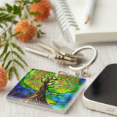 カラフル命の木ステンドグラスII キーホルダー (正面右)