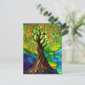カラフル命の木ステンドグラスII ポストカード (スタンド正面)