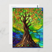 カラフル命の木ステンドグラスII ポストカード (正面/裏面)