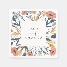 カラフル咲くフローラ結婚のナプキン