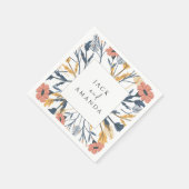 カラフル咲くフローラ結婚のナプキン スタンダードカクテルナプキン (角)