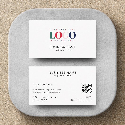 カラフル四角形ビジネスロゴQrコード会社 名刺