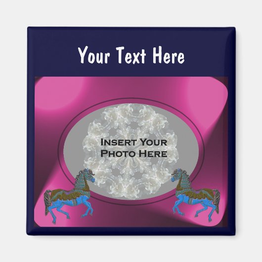 カラフル回転木馬ウマデザイン写真 マグネット (正面)