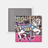 カラフル回転木馬馬のカーニバル写真ギフト マグネット (正面/裏面)