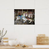 カラフル回転木馬馬写真アート ポスター (キッチン)