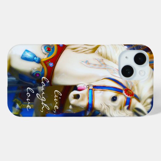 カラフル回転木馬馬写真ライブ笑い愛はっきりした Case-Mate iPhoneケース (裏面 (横))