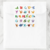 カラフル図解入りの、写真付きのアルファベット スクエアシール (バッグ)