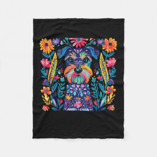 カラフル図解入りの、写真付きのフローラ フリースブランケット