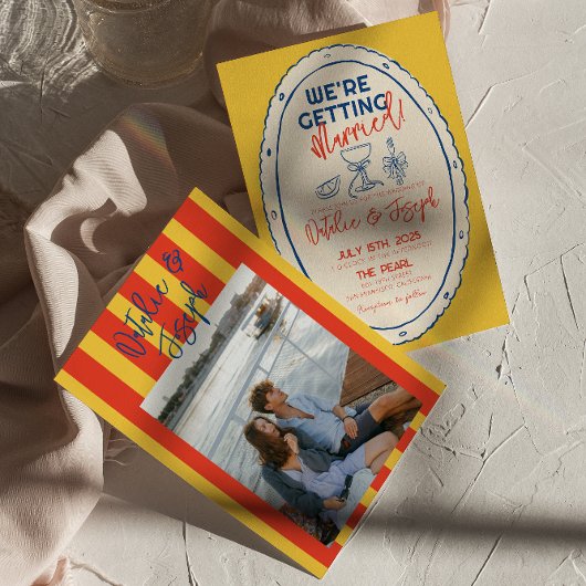 カラフル図解入りの、写真付きの描Scribble Photo's 結婚. 招待状