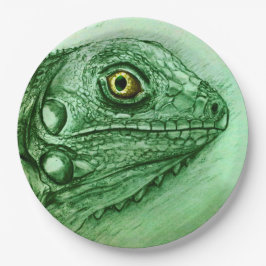 カラフル図解入りの、写真付きの紙プレート – イグアナ ペーパープレート