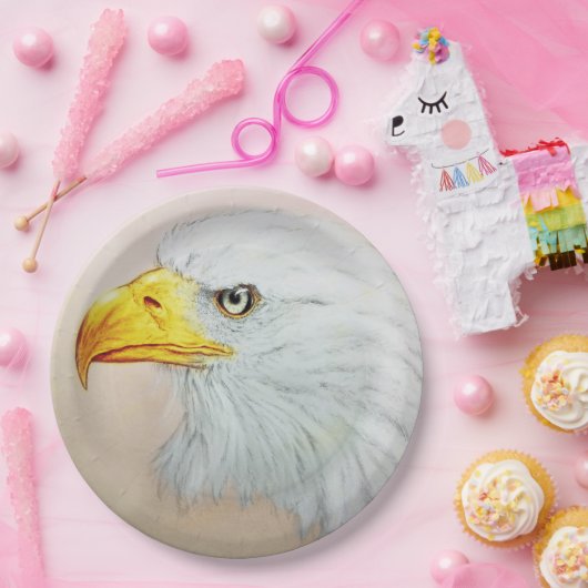 カラフル図解入りの、写真付きの紙プレート – イーグル ペーパープレート (パーティー)