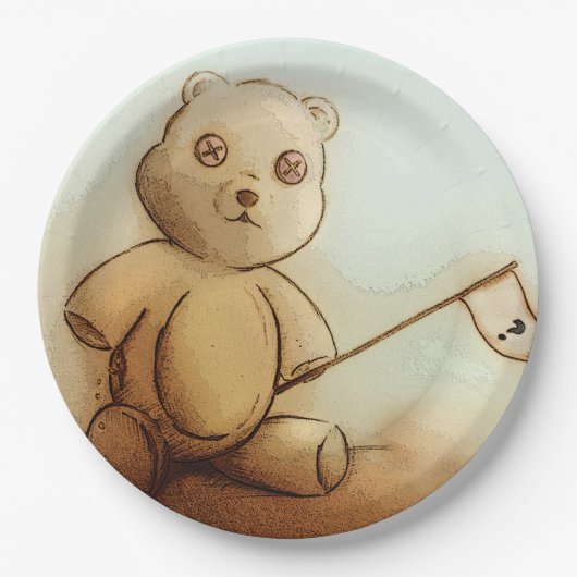 カラフル図解入りの、写真付きの紙プレート – テディ ペーパープレート (正面)