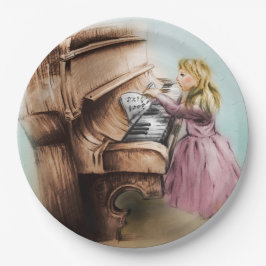 カラフル図解入りの、写真付きの紙プレート – ピアノガール ペーパープレート