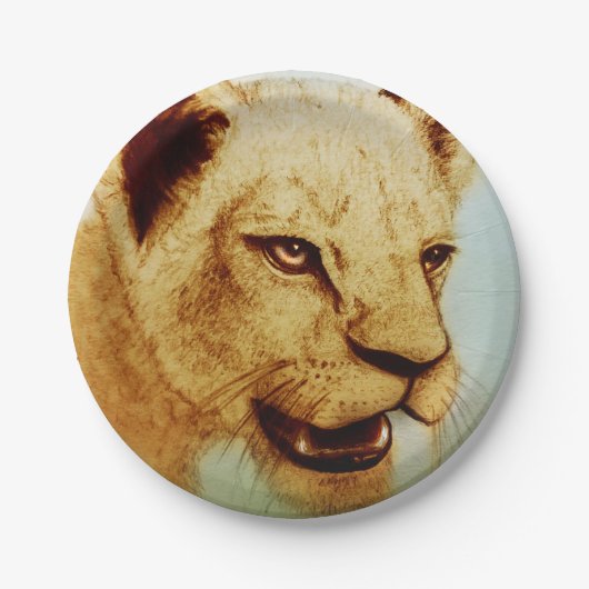 カラフル図解入りの、写真付きの紙プレート – ライオン ペーパープレート (正面)