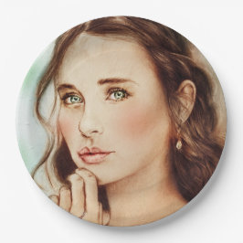 カラフル図解入りの、写真付きの紙プレート – レディ・オブ・春 ペーパープレート