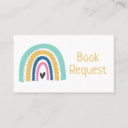 カラフル図解入りの、写真付きのRainbow Book Request Card プレイスカード (正面)