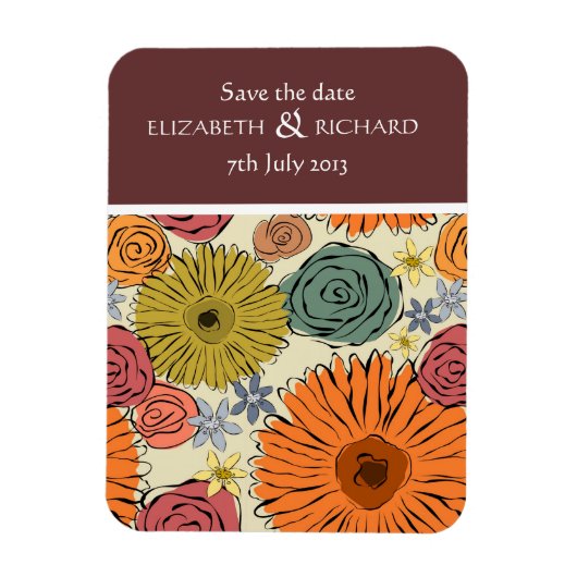 カラフル国の花と葉磁石 マグネット (縦)