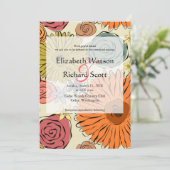 カラフル国の花葉結婚式招待状 招待状 (スタンド正面)