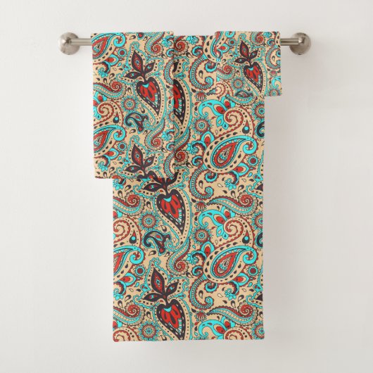 カラフル国ペイズリータイル模様 バスタオルセット (インサイチュ)