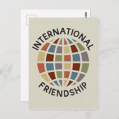 カラフル国際的グローブアイコンとの友好 ポストカード (正面/裏面)