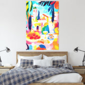 カラフル地中海のピクニックインフォヴィストスタイル キャンバスプリント (インサイチュ (寝室))