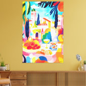 カラフル地中海のピクニックインフォヴィストスタイル キャンバスプリント (インサイチュ (リビング))