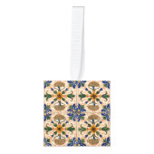 カラフル地中海のヴィンテージフローラ キューブオーナメント (正面)