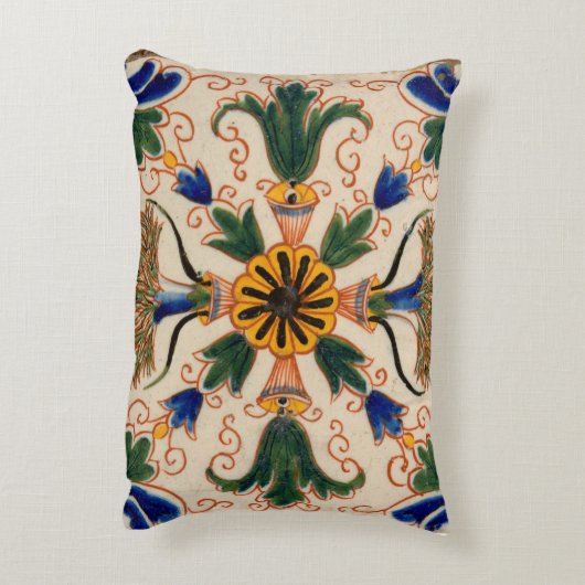 カラフル地中海のヴィンテージ アクセントクッション (裏面(縦))