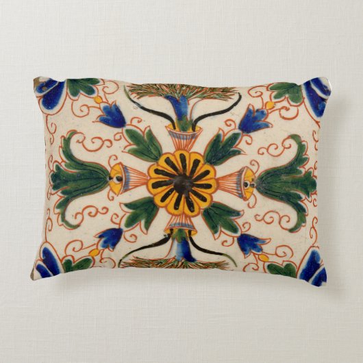 カラフル地中海のヴィンテージ アクセントクッション (裏面)