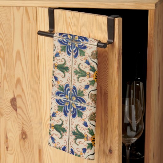 カラフル地中海のヴィンテージ キッチンタオル (三つ折り)