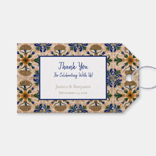 カラフル地中海のヴィンテージ ギフトタグ (正面(横))