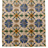 カラフル地中海のヴィンテージ シャワーカーテン (正面)