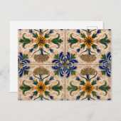 カラフル地中海のヴィンテージ シーズンポストカード (正面/裏面)