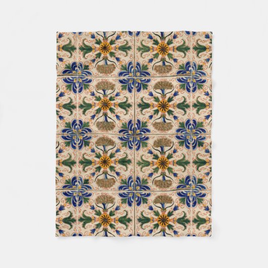 カラフル地中海のヴィンテージ フリースブランケット (正面)