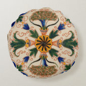 カラフル地中海のヴィンテージ ラウンドクッション (裏面)