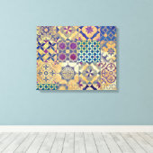 カラフル地中海の瓦伝統的瓦 キャンバスプリント (インサイチュ (ウッドフロア))