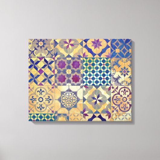 カラフル地中海の瓦伝統的瓦 キャンバスプリント (正面)