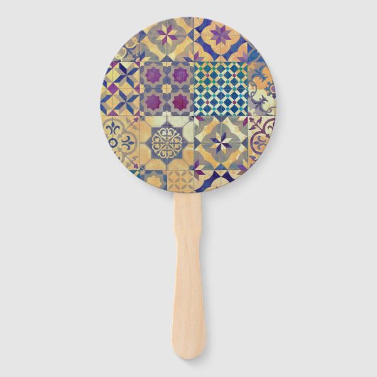 カラフル地中海の瓦伝統的瓦 ハンドファン (正面)