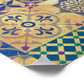 カラフル地中海の瓦伝統的瓦 ポスター (角)