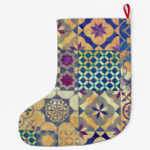 カラフル地中海の瓦伝統的瓦 ラージクリスマスストッキング (裏面)