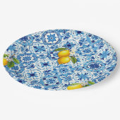 カラフル地中海の，モザイク，ブルー，レモン ペーパープレート (アングル)
