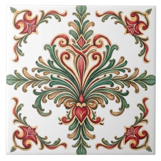 カラフル地中海の,モザイク,赤,緑 タイル (正面)