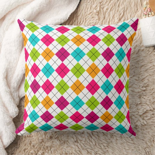 カラフル型アーガイルジャンボ枕 クッション (ブランケット)