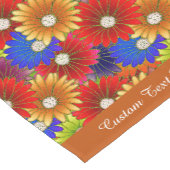 カラフル培養フローラ金ゴールド赤い青のパターン ショートテーブルランナー (コーナー)