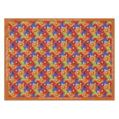 カラフル培養フローラ金ゴールド赤い青のパターン テーブルクロス (正面(横))